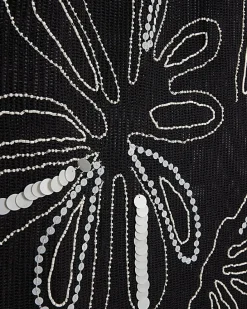 Black Palm Embroidered Sarong Skirt