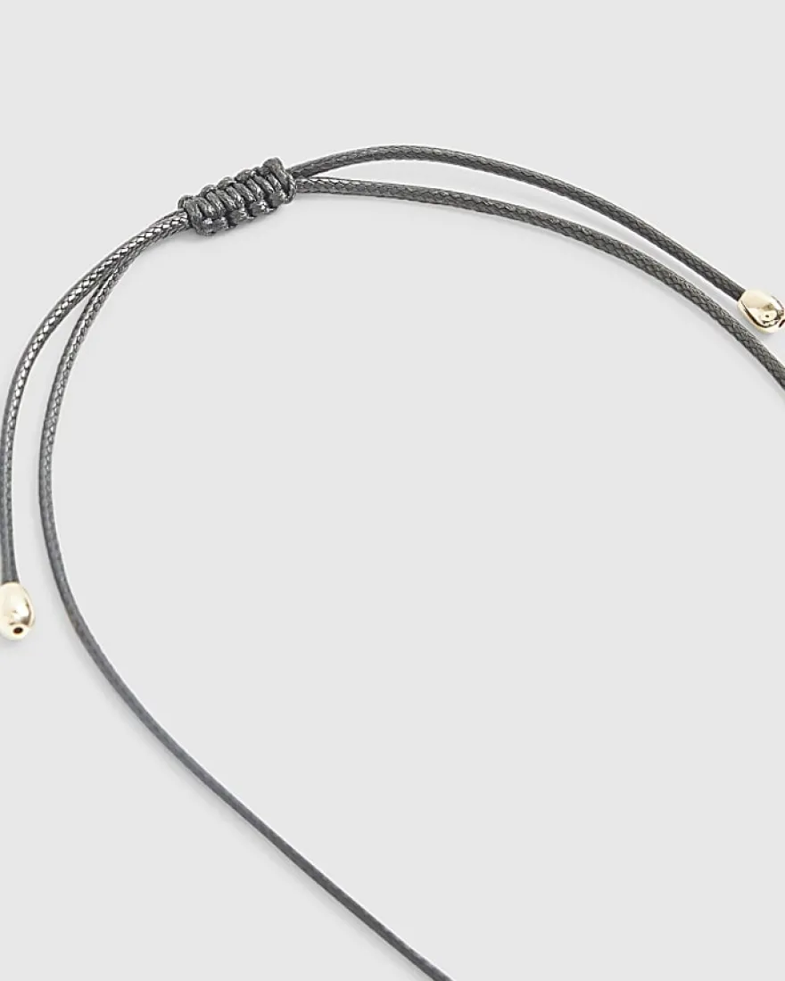Black Pebble Corduroy Necklace