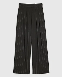 Black Pinstripe Wide Leg Trousers