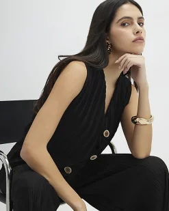 Black Plisse Waistcoat