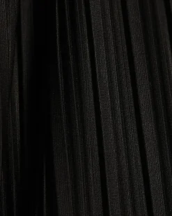 Black Plisse Wide Leg Trousers