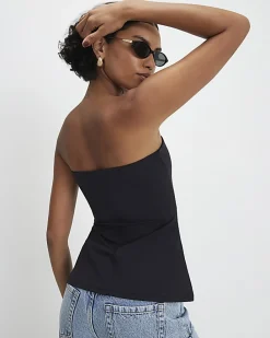 Black Polyamide Bandeau Top
