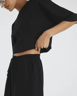 Black Premium High Waisted Wide Leg Joggers