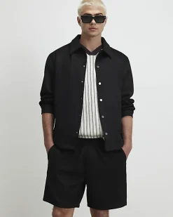 Black Pull On Faux Suedette Short