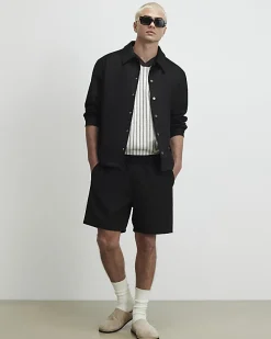 Black Pull On Faux Suedette Short