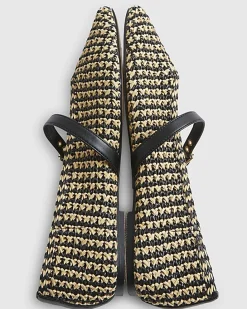 Black Raffia MaryJane Flat Ballet Pumps