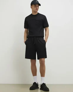 Black Regular Fit Cargo Shorts