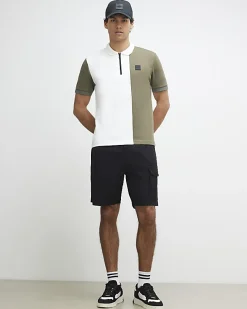 Black Regular Fit Cargo Shorts