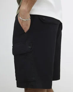 Black Regular Fit Cargo Shorts