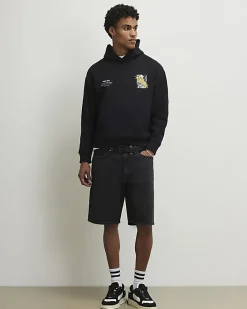 Black Regular Fit City Graphic Hoodie