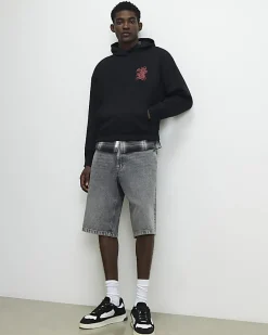 Black Regular Fit Fight Snake Hoodie
