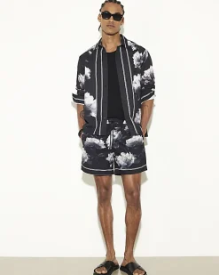 Black Regular Fit Floral Swim Shorts