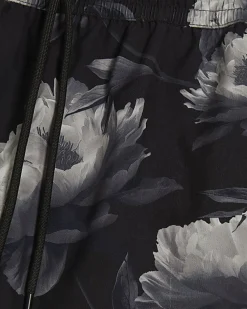 Black Regular Fit Floral Swim Shorts