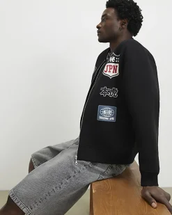 Black Regular Fit Kazaki Bomber Jacket