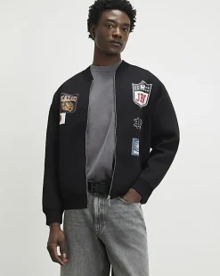 Black Regular Fit Kazaki Bomber Jacket