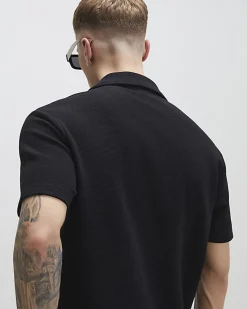 Black Regular Fit Lightweight Polo T-shirt