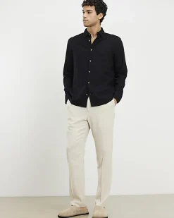 Black Regular Fit Linen Blend Shirt
