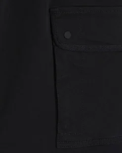 Black Regular Fit Longer Length Cargo Shorts