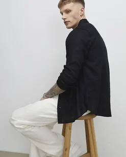 Black Regular Fit Luminus Linen Blend Shirt
