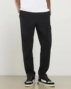 Black Regular Fit Stretch Cargo Trousers