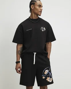 Black Regular Fit Textured Shorts