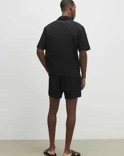 Black Regular Fit Textured Shorts