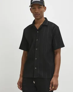 Black Regular Fit Textured Stripe Shirt