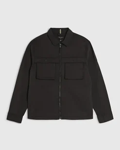 Black Regular Fit Utility Zipped Overshirt