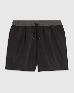 Black Regular Length Colour Block Swim Shorts