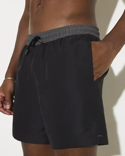 Black Regular Length Colour Block Swim Shorts