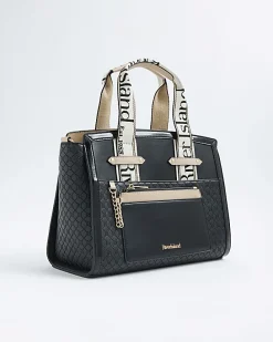 Black RI Monogram Grab Handle Tote Bag