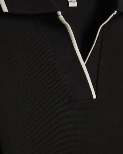 Black Ribbed Polo Top