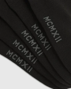 Black Ribbed Tube Pack Of 5 Socks