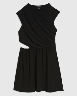Black Ruched Cut Out Mini Dress