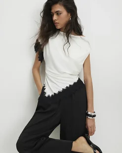 Black Satin Cargo Trousers