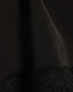 Black Satin Lace Trim Shorts