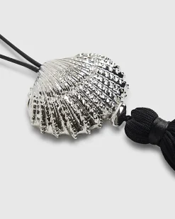 Black Shell Pendant Tassel Necklace