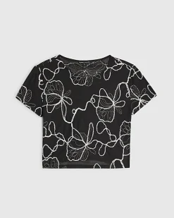 Black Short Sleeve Embroidered T-Shirt