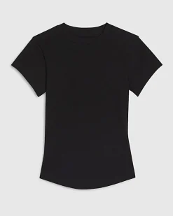 Black Short Sleeve Fitted Ribbed Top