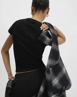 Black Short Sleeve Fitted Ribbed Top