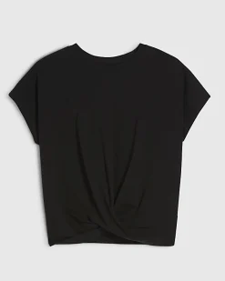 Black Short Sleeve Twist Front T-shirt
