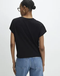 Black Short Sleeve Twist Front T-shirt