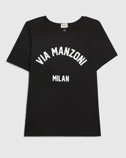 Black Short Sleeve Via Manzoni T-shirt