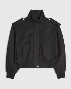 Black Shoulder Detail Bomber Jacket