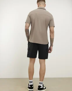 Black Skinny Fit Stretch Cargo Shorts