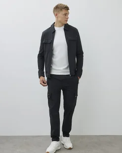 Black Skinny Fit Stretch Cargo Trousers