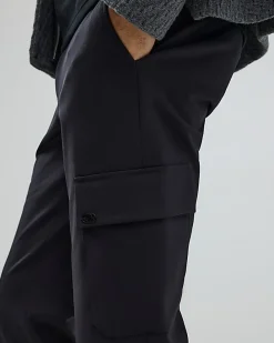 Black Skinny Stretch Smart Cargo Trousers