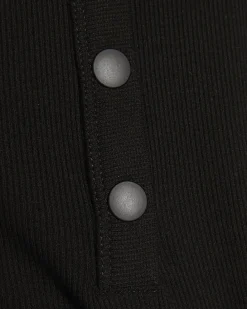 Black Sleeveless Ribbed Popper Top