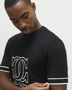 Black Slim Fit Casa Carta Pique T-Shirt