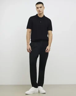 Black Slim Fit Essential Knit Polo Shirt